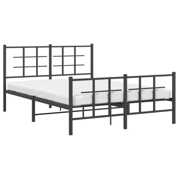 vidaXL Metal Bed Frame without Mattress with Footboard Black 140x190cm