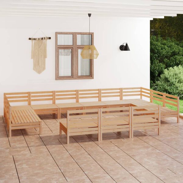 vidaXL 13 Piece Garden Lounge Set Solid Wood Pine