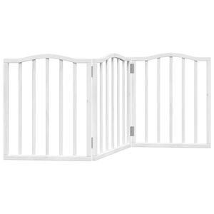 vidaXL Dog Gate Foldable 3 Panels White 150 cm&nbsp;Poplar Wood