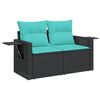 vidaXL 9 Piece Garden Sofa Set with Cushions Black Poly Rattan Acacia