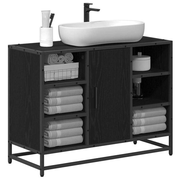 vidaXL Bathroom Cabinet Black Oak 80 x 33 x 60 cm Engineered Wood