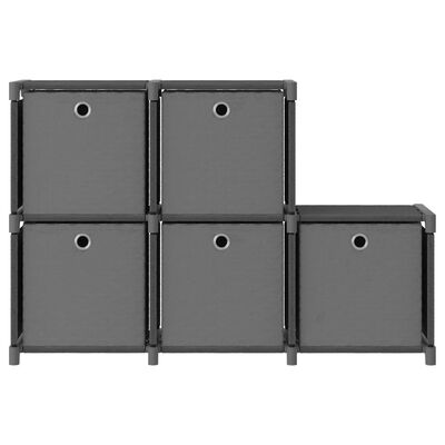 vidaXL 5-Cube Display Shelf with Boxes Grey 103x30x72.5 cm Fabric
