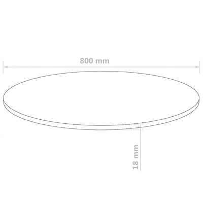 vidaXL Table Top Round MDF 800x18 mm
