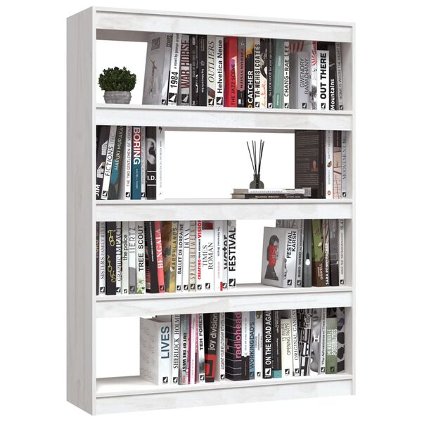 vidaXL Book Cabinet/Room Divider White 100x30x135.5 cm Solid Pinewood