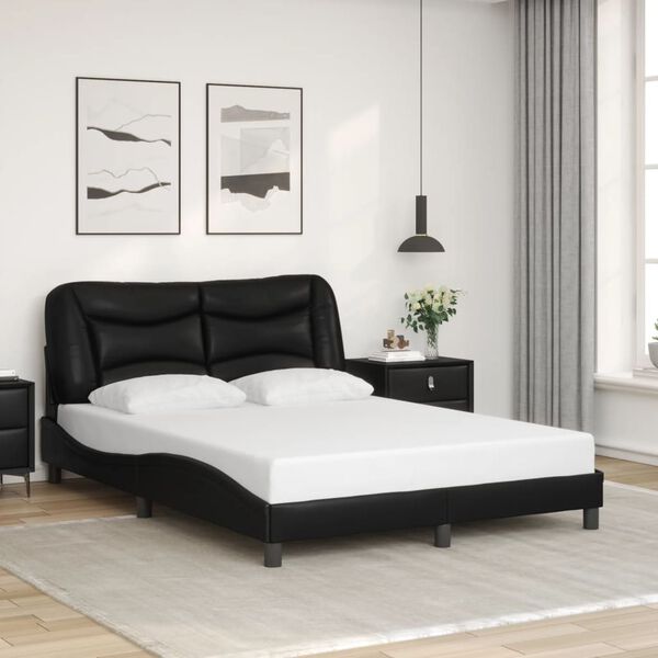 vidaXL Bed Frame with LED without Mattress "Hvar" Black 140x190 cm