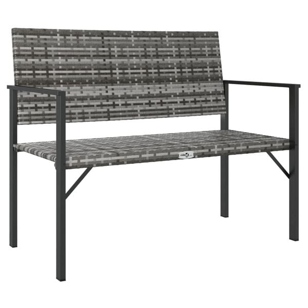 vidaXL 2-Seater Garden Bench Grey Poly Rattan