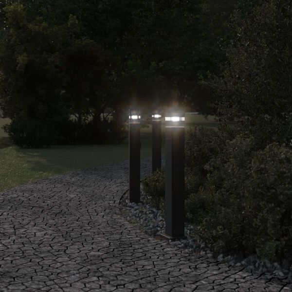 vidaXL Outdoor Floor Lamps with Outlet 3pcs Black 80 cm Aluminium