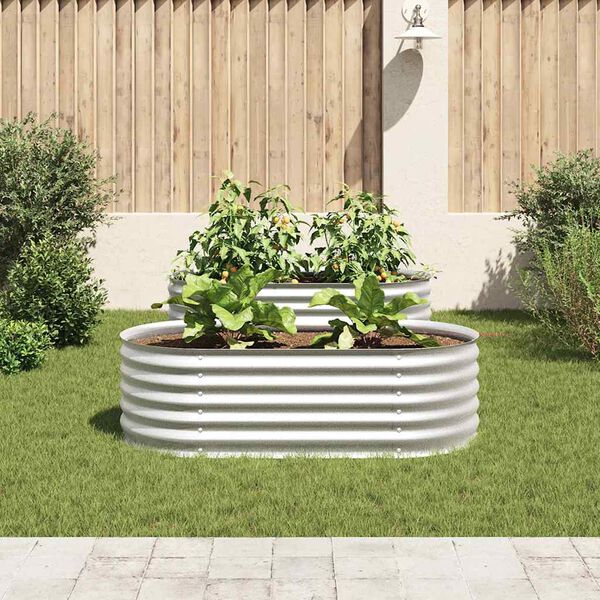 vidaXL Garden Raised Bed 160x80x44 cm Galvanised Steel Silver