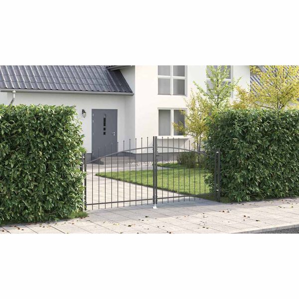 vidaXL Garden Gate with Lock Grey 125 x 300 cm Steel