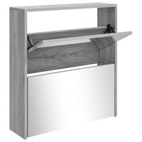 vidaXL Shoe Cabinet with Mirror 2-Layer Grey Sonoma 63x17x67 cm