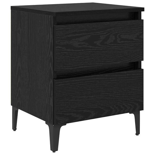 vidaXL Bedside Cabinet Black oak 40 x 35 x 50 cm Engineered wood