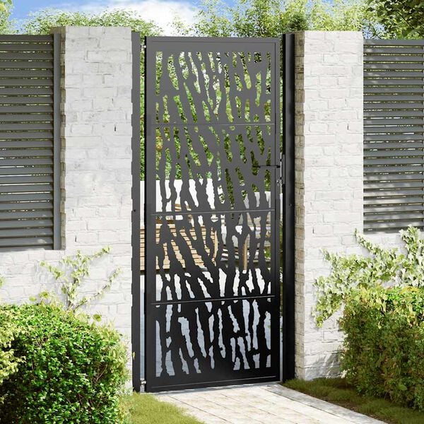 vidaXL Garden Gate Black 100x200 cm Steel Trace Design