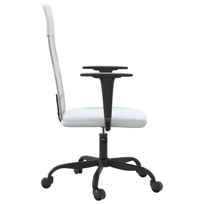 vidaXL Office Chair Height Adjustable White Mesh Fabric and Faux Leather