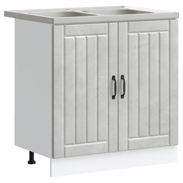 vidaXL Sink Base Cabinet Lucca 2 pcs Concrete Grey Engineered Wood