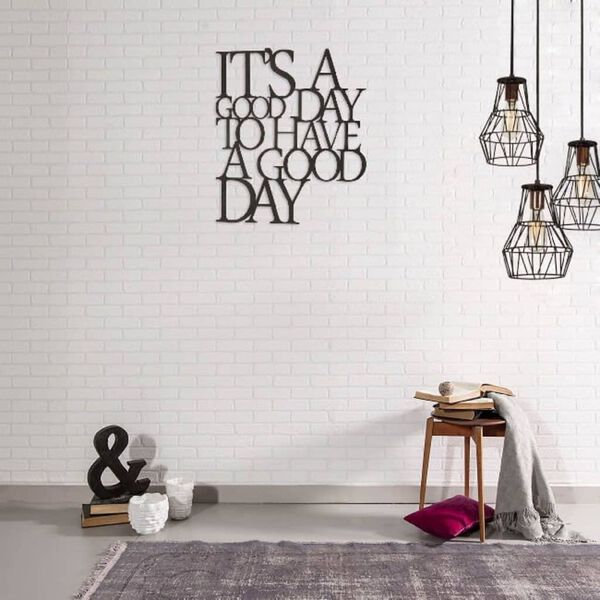 Homemania Wall Decoration Words 61x70 cm Steel Black