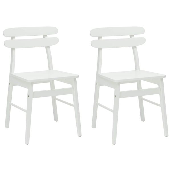 vidaXL Dining Chair 2 pcs White Solid Rubber Wood