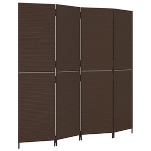vidaXL Room Divider 4 Panels Brown Poly Rattan
