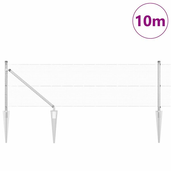 vidaXL Fence Post Silver 10 x 0.6 m (19 x 19 mm mesh) Steel