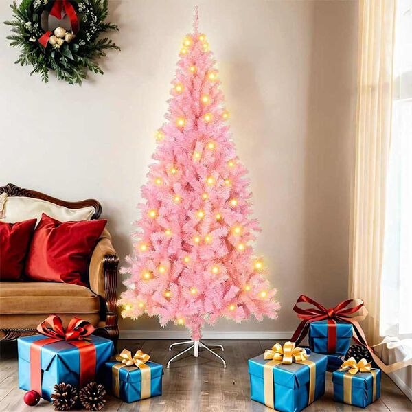 vidaXL Christmas Tree with 300 LEDs with Stand Pink 180 cm PVC