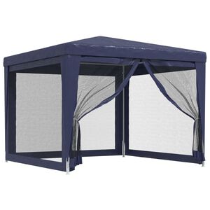vidaXL Party Tent with 4 Mesh Sidewalls Blue 3x3 m HDPE