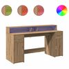 vidaXL Desk with LED Lights Artisian Oak 160x55x91 cm Engineered Wood