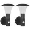 vidaXL Outdoor Wall Lights with Sensors 2pcs Black Stainless Steel