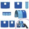 vidaXL Kids'Loft Bed Frame with Curtains, Arch, Slide Black and Blue