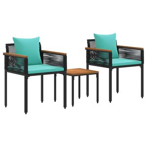 vidaXL Outdoor Furniture Set 3 pcs Black and Turquoise PE Rattan