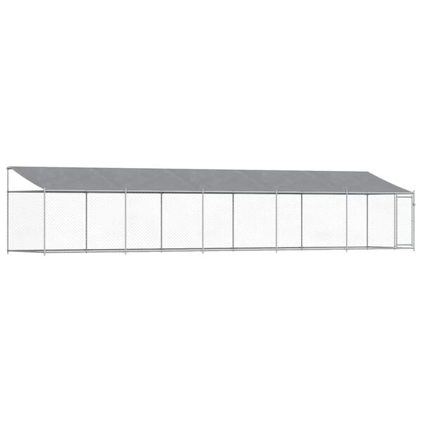 vidaXL Dog Cage with Roof and Door Grey 10x2x2 m Galvanised Steel
