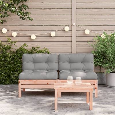 vidaXL Garden Sofa Armless with Cushions 2 pcs Solid Wood Douglas