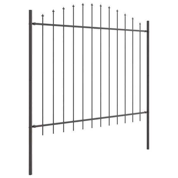 vidaXL Garden Fence 5 pcs Grey 170 x 165 cm Powder-Coated Steel