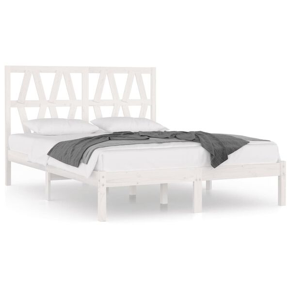 vidaXL Bed Frame without Mattress White Solid Wood Super King