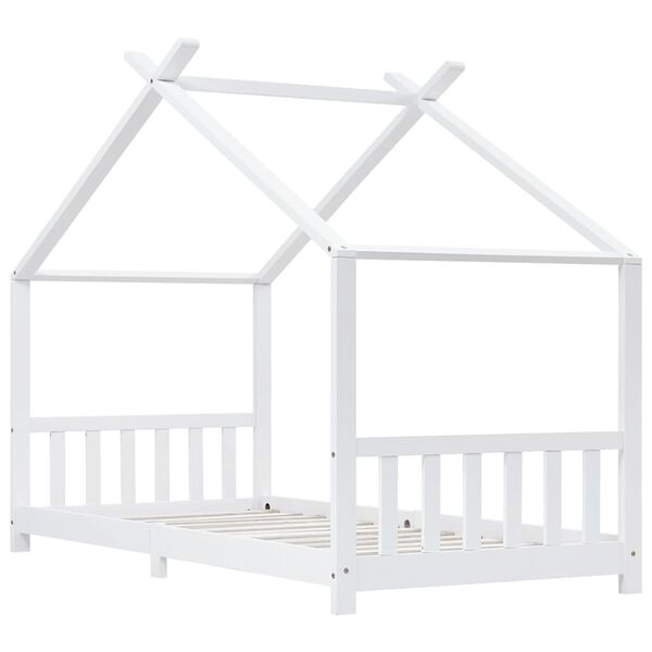 vidaXL Kids Bed Frame White Solid Pine Wood 90x200 cm