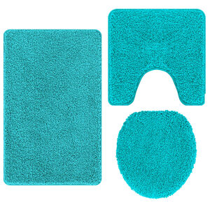 vidaXL Anti-slip Bath Mat Set 3 pcs Turquoise 50 x 80 cm PP