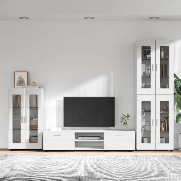 vidaXL TV Cabinet Set with Drawer with Shelf White Engineered Wood