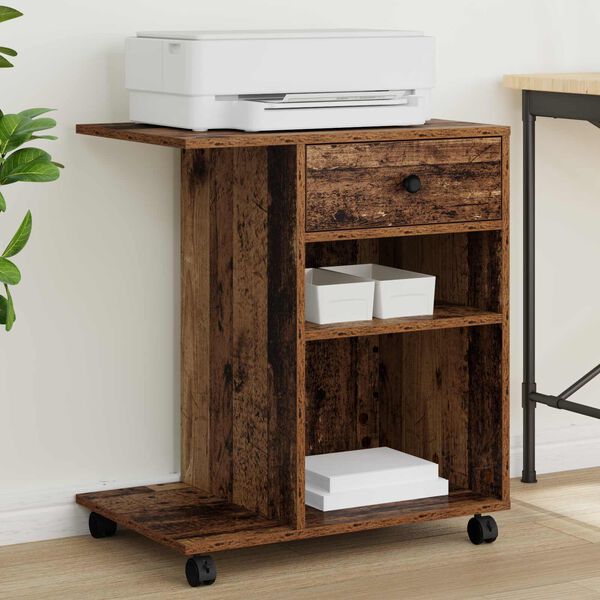 vidaXL Printer Stand Plain Old Wood 60 x 40 x 68.5 cm Engineered Wood