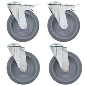 vidaXL Bolt Hole Swivel Casters 4 pcs 125 mm
