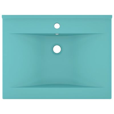 vidaXL Luxury Basin with Faucet Hole Matt Light Green 60x46 cm Ceramic