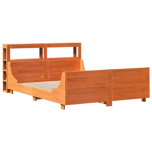 vidaXL Bed Frame without Mattress Wax Brown 140x190 cm Solid Wood Pine