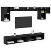 vidaXL TV Wall Units with LED with LED 6 pcs Black Oak Engineered Wood