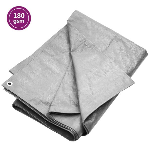 vidaXL Tarpaulin 180 g/m&sup2; 6x6 m Grey HDPE