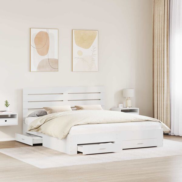 vidaXL Bed Frame with Drawer with Headboard Manual Engineered Wood