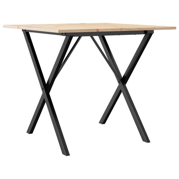 vidaXL Dining Table X-Frame 80x80x75 cm Solid Wood Pine and Steel