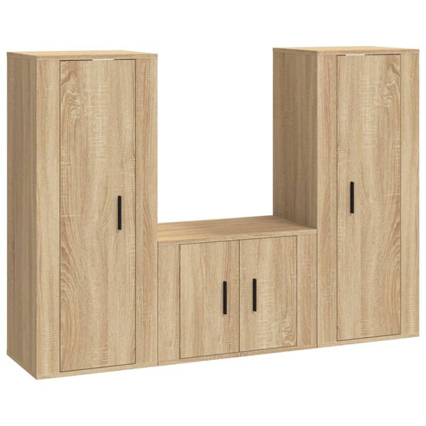 vidaXL 3 Piece TV Cabinet Set Sonoma Oak Engineered Wood