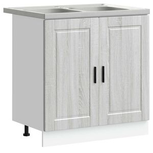 vidaXL Sink Base Cabinet with Storage Porto 2 pcs Grey Engineered wood
