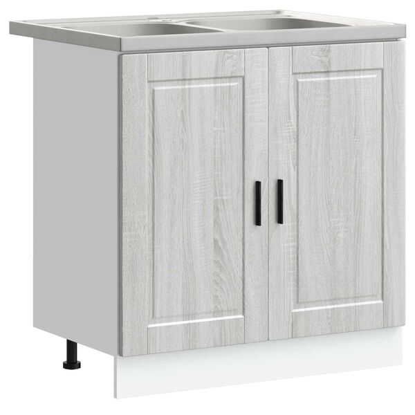 vidaXL Sink Base Cabinet with Storage Porto 2 pcs Grey Engineered wood