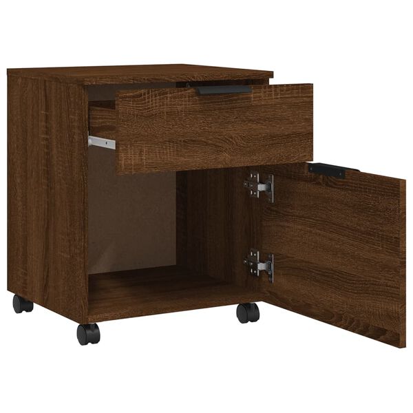 vidaXL Mobile File Cabinet with Wheels Brown Oak 45x38x54 cm Engineered Wood
