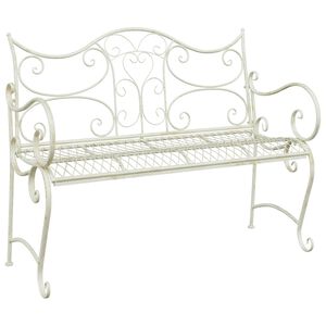 vidaXL Garden Bench 2 -Seater 114 x 54 x 90 cm Steel Antique White