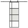 vidaXL Sliding Door with Hardware Set Black 76x205 cm Tempered Glass