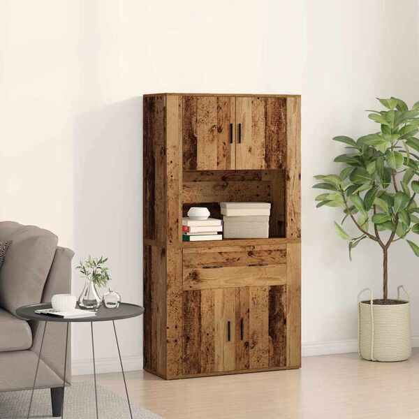 vidaXL Highboard with Drawer Old wood 80 x 33 x 150 cm Engineered wood